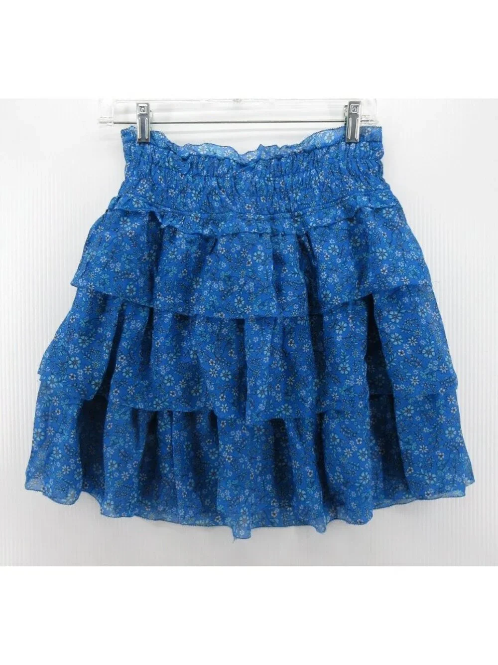 Hautie Hippie Skirt 8 Silk A-Line Ruffle Tiered Floral Boho NEW